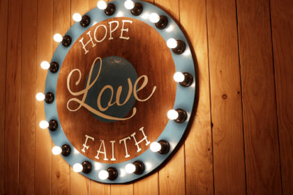 Hope Love Faith Wall Sign | Long Mangalji LLP